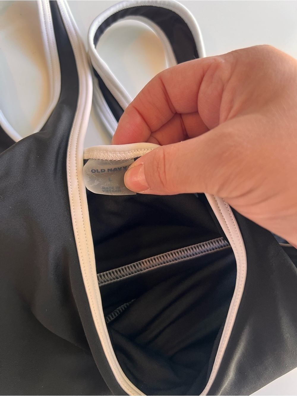 Old Navy Black Swim Sports Bra with White Trim - Picture 4 of 7